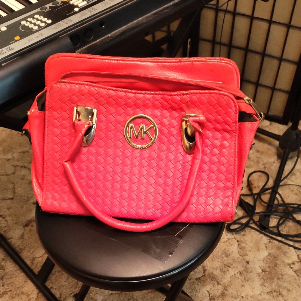 Michael Kors Coral Woven Satchel